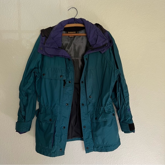 Vintage Solstice Women's Microshed Size WM Hooded Rainwear Ski Jacket Teal Color - Picture 3 of 13